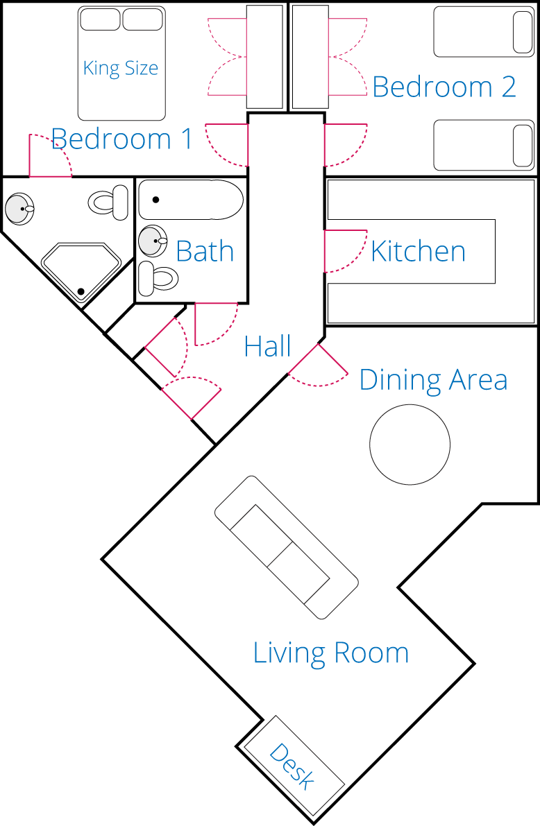 Floor Plan for the large two bedroom apartment