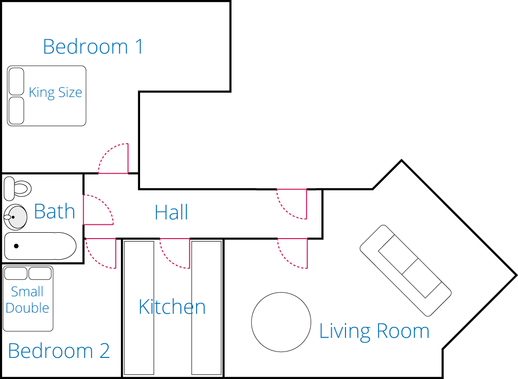 Floor Plan for the small two bedroom apartment
